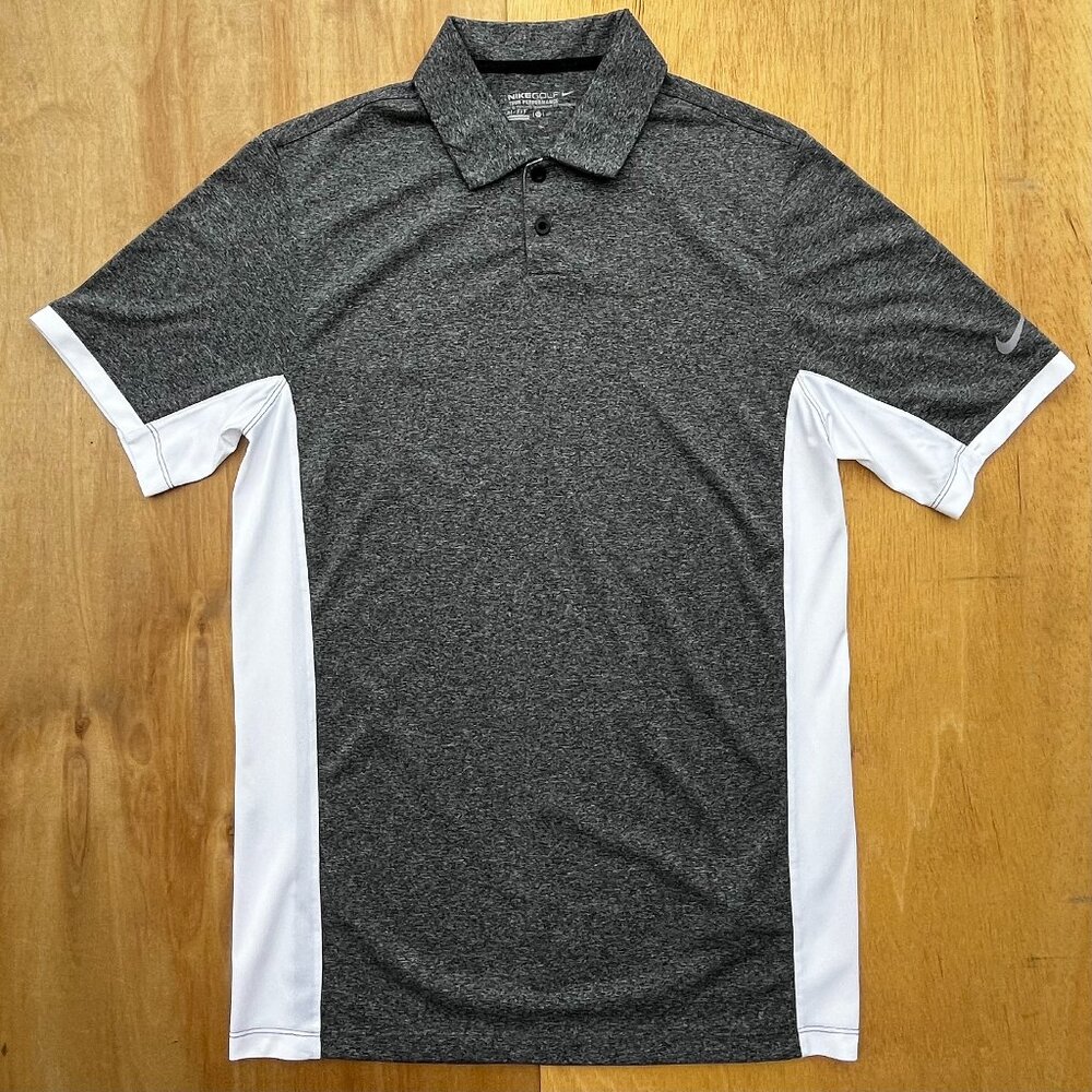 NIKE GOLF TOUR PERFORMANCE DRI FIT Polo Shirt Men’s sz ST Heather Gray White